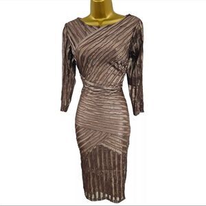 Reiss Cocktail Dress with Asymmetrical Neckline and 3/4 Sleeves. Sz. 2. NWT